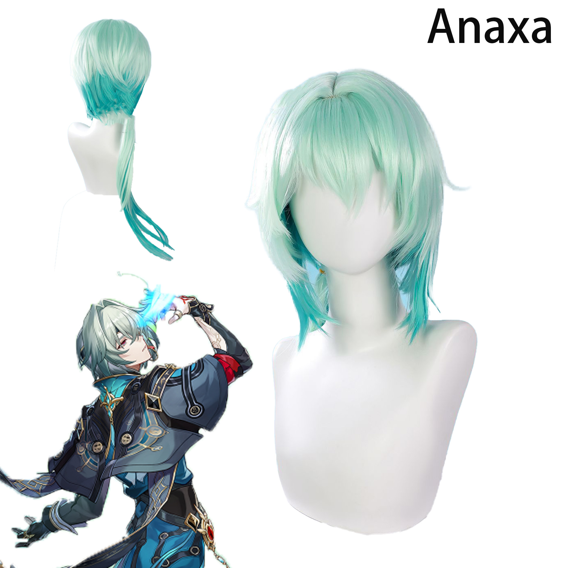 Anaxa Cosplay Prop - 혼카이 스타 레일 아낙사 코스프레 가발,