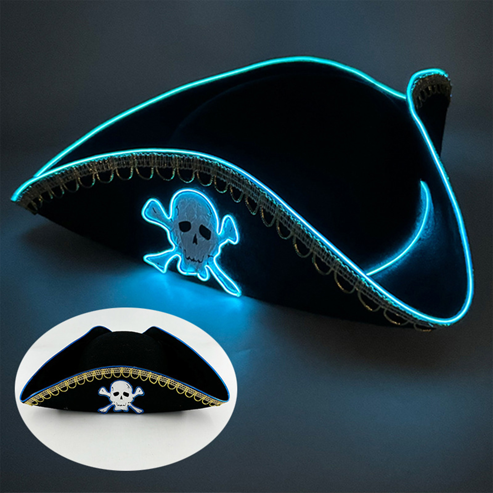 2025 핫 성인 해골 패턴 해적 모자, 참신한 선장  - Cosplay Prop Pattern 리뷰 및 가격