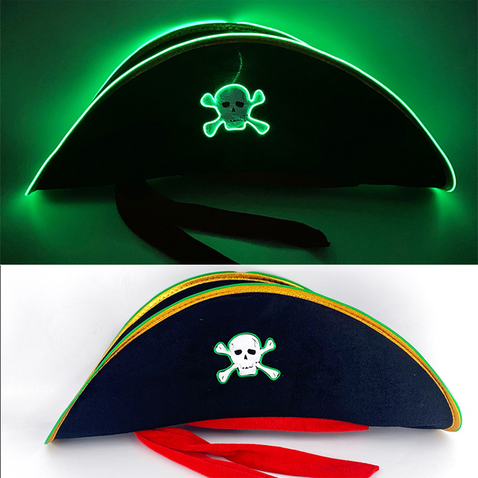 2025 핫 성인 해골 패턴 해적 모자, 참신한 선장  - Cosplay Prop Pattern 리뷰 및 가격